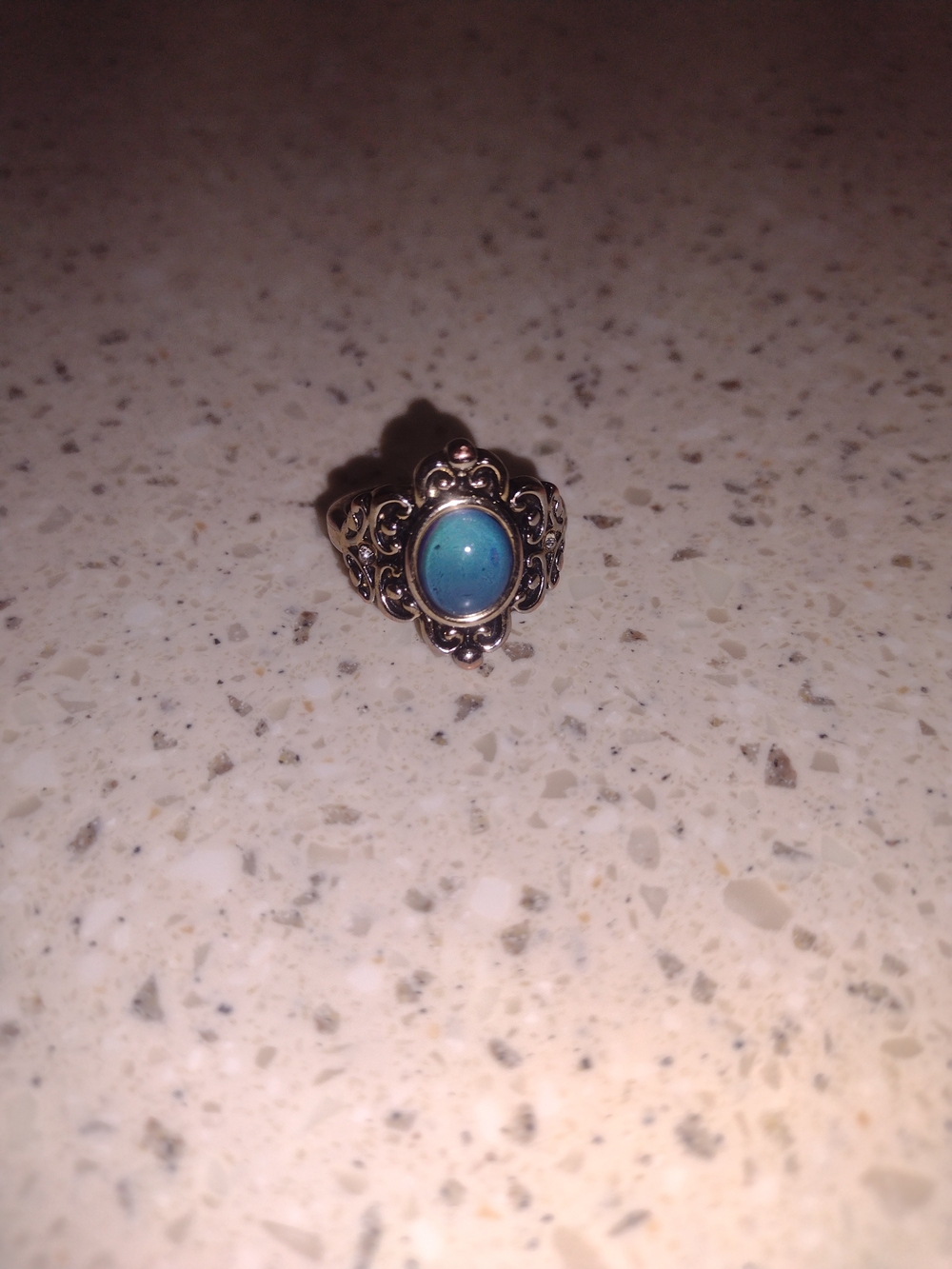 Vintage-Style Silver Ring with Blue Turquoise Cabochon
